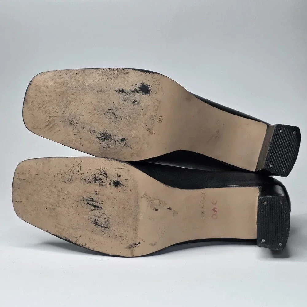 Glacee‎ Women's Heels Size 8 M Black Leather Slip On Shoes Vintage